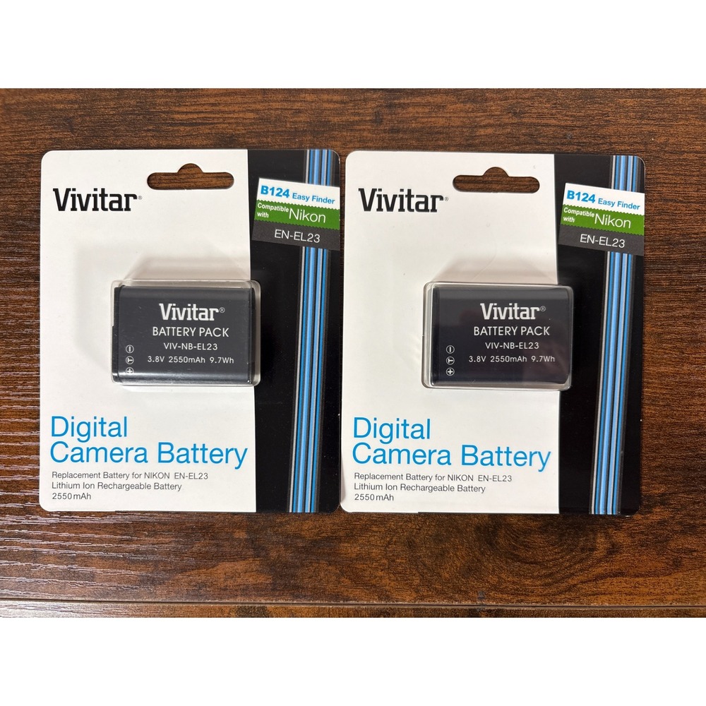 Vivitar VIV-NB-EL23 Battery 2 Pack for Nikon EN-EL23 Coolpix P600 2550mAh 3.8V